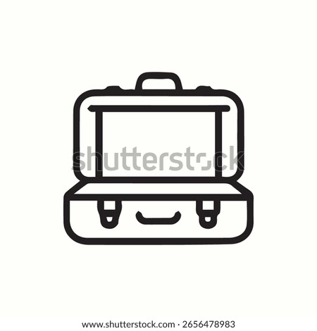 Stylized minimalist illustration of an open suitcase great for travel themes and destinations with a simple yet expressive design.