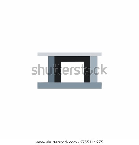 A stylized, minimalist representation of a modern fireplace.