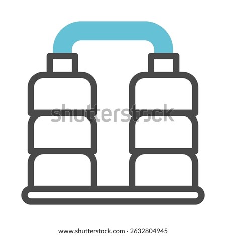 Stylized minimalist vector illustration of connected industrial tanks or reservoirs