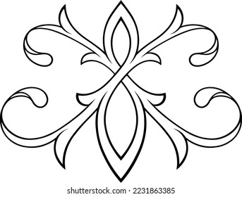 Stilvolle minimalistische Kontur viktorianische gotische Ornamente. Tattoo, Zierdesign-Element für Mehdi