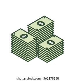 stylized minimalistic sign with dollar banknotes arranged in stacks 