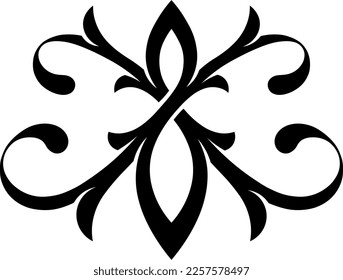 Stylized minimalistic stencil type Victorian Gothic ornament. Tattoo, ornamental design, decor element