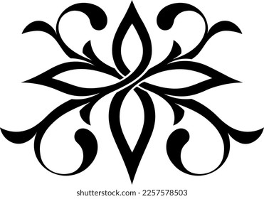 Estilo esténcil minimalista tipo adorno gótico victoriano. Tatuaje, decoración ornamental, elemento decorativo