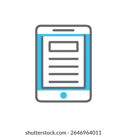 Stylized mobile device illustration featuring news content in flat design style on a White Background, isolated, modern interface.