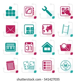 Stylized Mobile Phone and Computer icon - Vector Icon Set