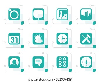 Stylized Mobile Phone and Computer icon - Vector Icon Set