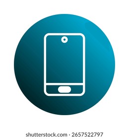 Stylized mobile phone icon representing modern communication connectivity and digital technology against a vibrant circular backdrop