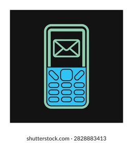 Stylized mobile phone illustration displaying an email envelope icon on the screen. Represents digital messaging, communication technology, and internet connectivity.
