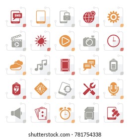 Stylized Mobile Phone Interface icons - vector icon set