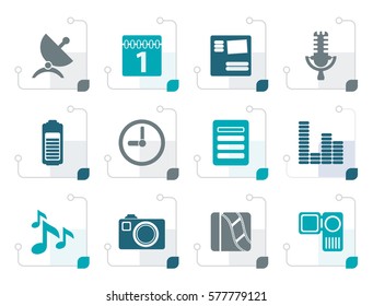Stylized Mobile phone performance icons - vector icon set