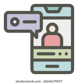 Stylized Mobile Phone with User Profile and Message Bubble Icon