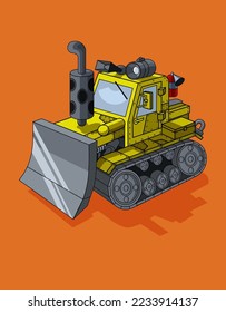 Stylized model of a bulldozer for advertising and game projects. This image can be used as an illustration or as a logo.