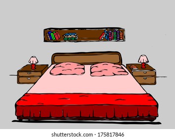 Stylized modern bedroom, vector illustration