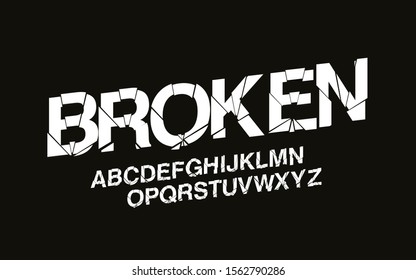 Stylized Modern Broken Abstract Font Set of Alphabet Vector Text Design.