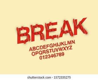 Stylized Modern Broken Abstract Font Set of Alphabet Vector Text Design.
