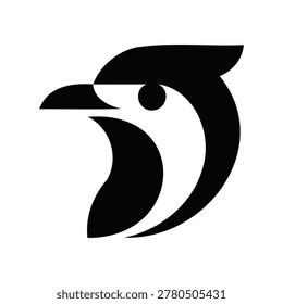 Stylized modern eagle or hawk head profile vector silhouette logo