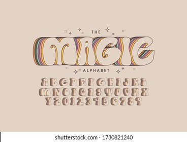 Stylized modern font and alphabet. Vector