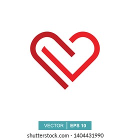 Stylized modern heart. Vector illustration on the theme of love and romance relationship. Flat design
