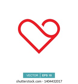 Stylized modern heart. Vector illustration on the theme of love and romance relationship. Flat design