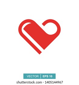 Stylized modern heart. Vector illustration on the theme of love and romance relationship. Flat design
