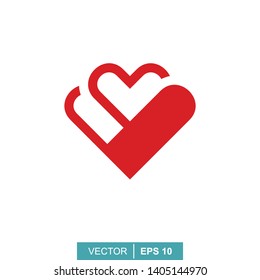 Stylized modern heart. Vector illustration on the theme of love and romance relationship. Flat design
