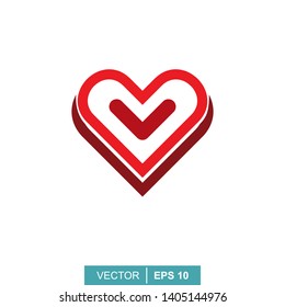 Stylized modern heart. Vector illustration on the theme of love and romance relationship. Flat design
