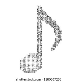 Stylized modern musical note in the style of halftones. flat vector illustration isolated on white background