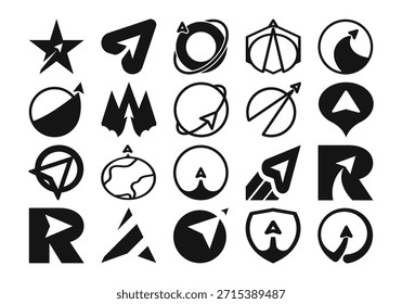 Coleção de logotipo de foguete moderno estilizado
