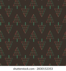 Stylized modern simplistic christmas triangle tree repeat pattern