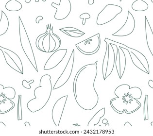 A stylized modern vegetable pattern for design or textiles. Linear patterns 