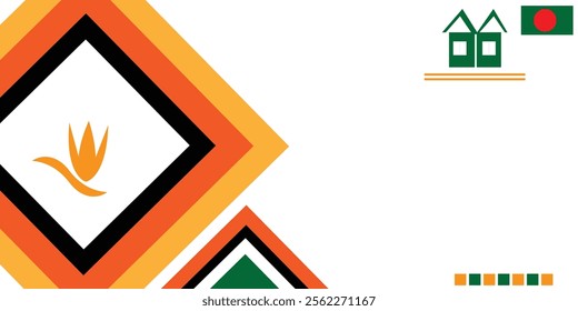 the stylized modern white and orange abstract geometric square background with shadow. vector illustration. you can use for poster, banner, wallpaper and template