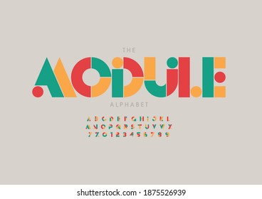 Stylized module alphabet font vector