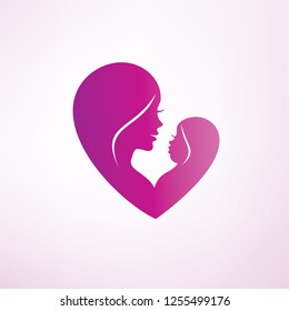 stylized mom and baby vector symbol