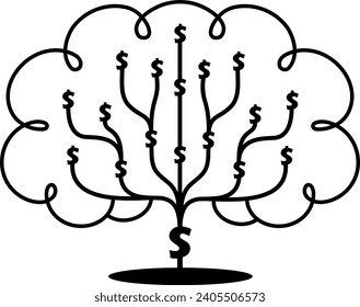 Stylized money tree. Template. Vector illustration.
