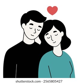 Stylized monochromatic illustration of loving couple