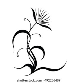 Stylized monochrome flower. Stencil flower. Tattoo in the form of a flower.