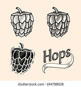 Stylized monochrome hops symbols