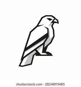 Stylized monochrome illustration of a hawk in profile