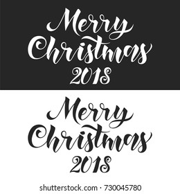 stylized monochrome Merry Christmas vector text Calligraphic hand drawn unique Lettering design card template.Creative typography for Holiday Greeting Gift Poster. Calligraphy Font style Banner