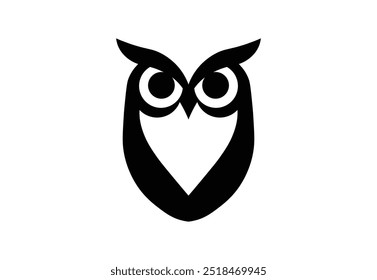 Stylized Monochrome Owl Logo on White Background