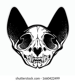 stylized Monochrome patterned cat skull