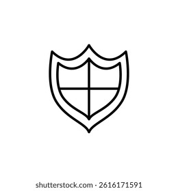 Stylized monochrome shield symbol with quadrant divisions, a minimalist design