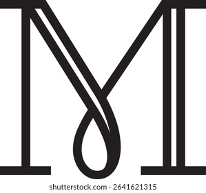 A stylized monogram featuring the capital letter “M” in a black-and-white graphic design. The composition combines elegant intersecting lines with a blend of classic and modern aesthetics. Ideal for u