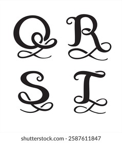 Stylized Monogram Set Letters Q, R, S, T