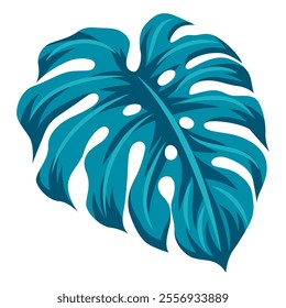 Stylized monstera leaf. Decorative image of tropical foliage and plant.