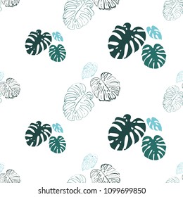Stylized monstera leaves pattern. Summer seamless pattern with green tropic floral elements on white backdrop.