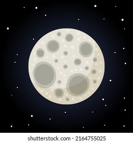 Stylized Moon isolated cartoon image. Astronomic logo image. Media glyph icon