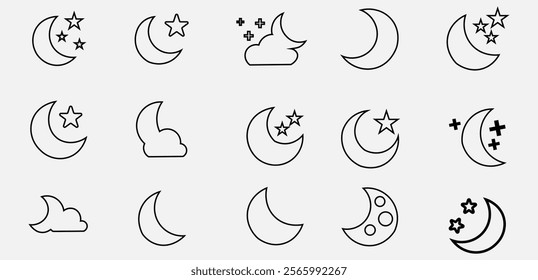 "Stylized Moon Line Art Drawing for Tattoo, Wall Art, or Digital Use"