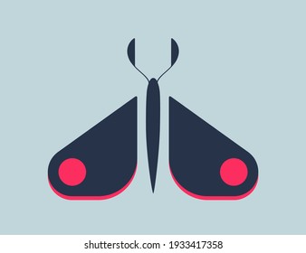stylized moth in minimalist geometrical forms. vector illustration.