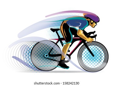 stylized motion cyclist. vector illustration